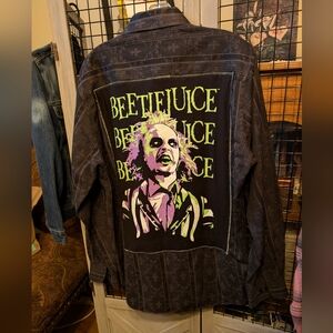 Beetlejuice Black Fleur de Lis Shirt Hand Crafted Upcycled